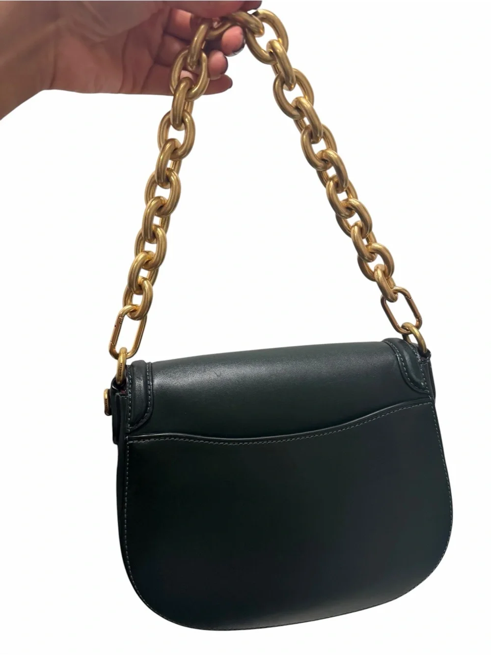 COACH Forest Green Saddle Crossbody Bag with Gold Hardware